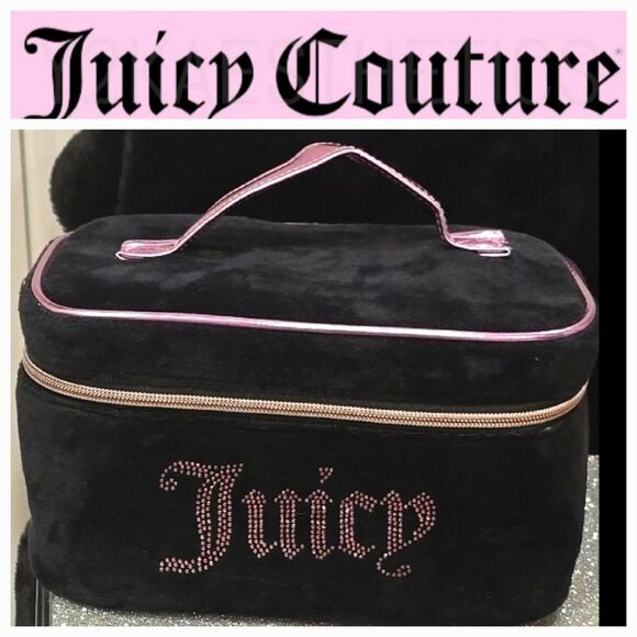 Juicy Couture Pink Rhinestone Logo Veliur Cosmetic Case - Picture 2 of 9